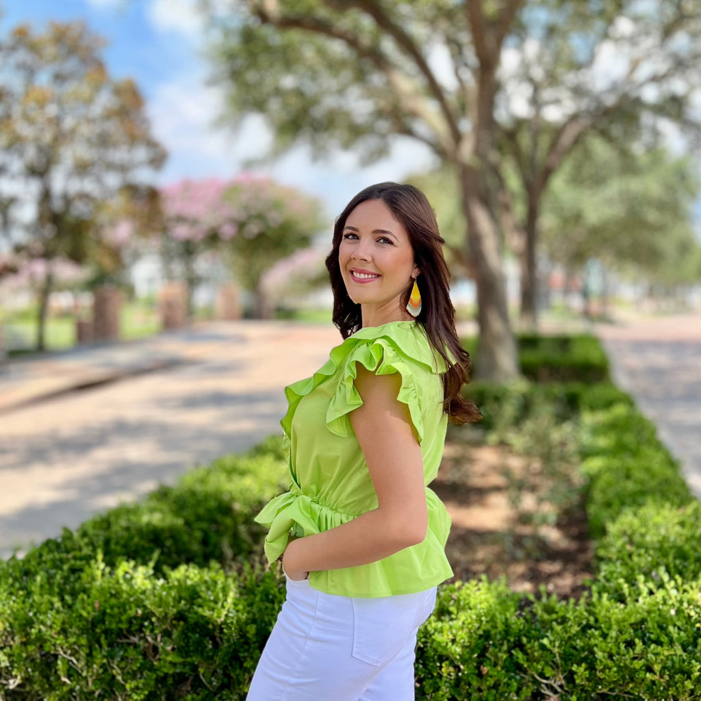 Samantha Lime Ruffle Top