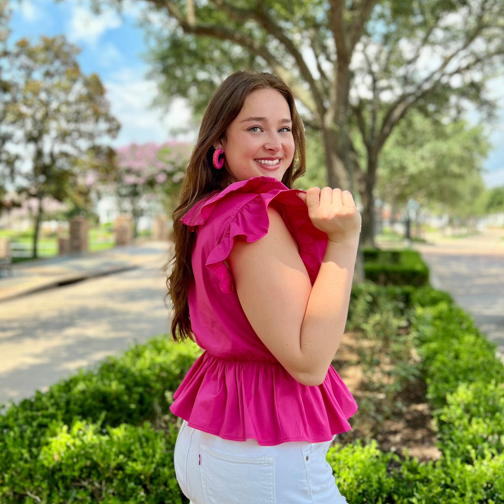 Samantha Hot Pink Ruffle Top