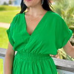 Kelly Green VNeck Romper