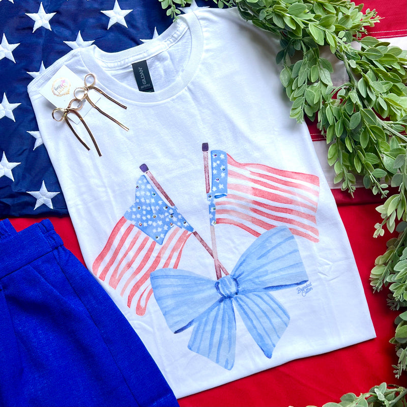 Red, White, & Bow Flag Tee