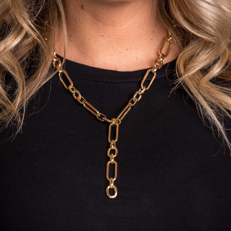 Gold Chunky Chain Y Necklace