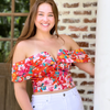 Waverly Orange Print Off Shoulder Top