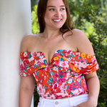 Waverly Orange Print Off Shoulder Top