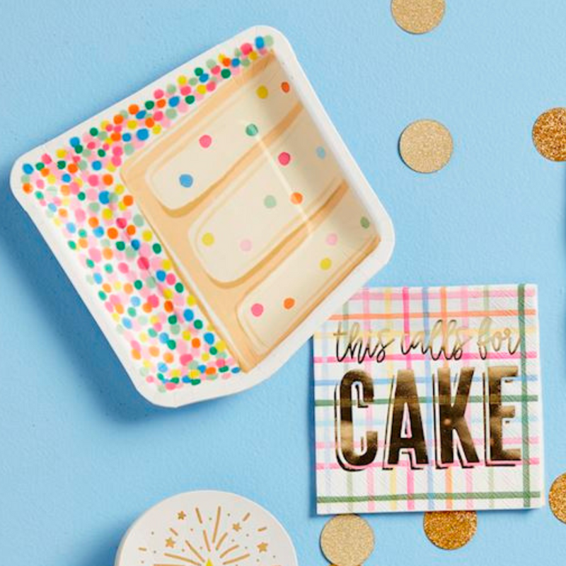 Birthday Cake Plate & Napkin Set