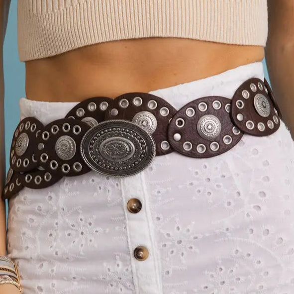 Brown BoHo Oval Belt