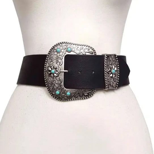 Black & Silver Wide Width Belt