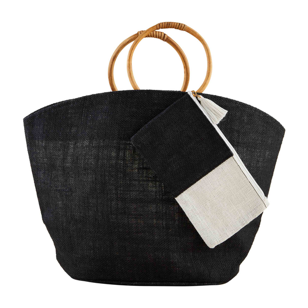 Black Jute Tote Bag Set