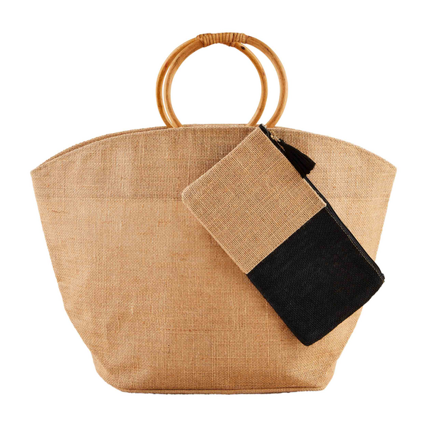 Tan Jute Tote Bag Set